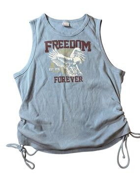 Freedom Forever Sleeveless Tank Top - Light Blue